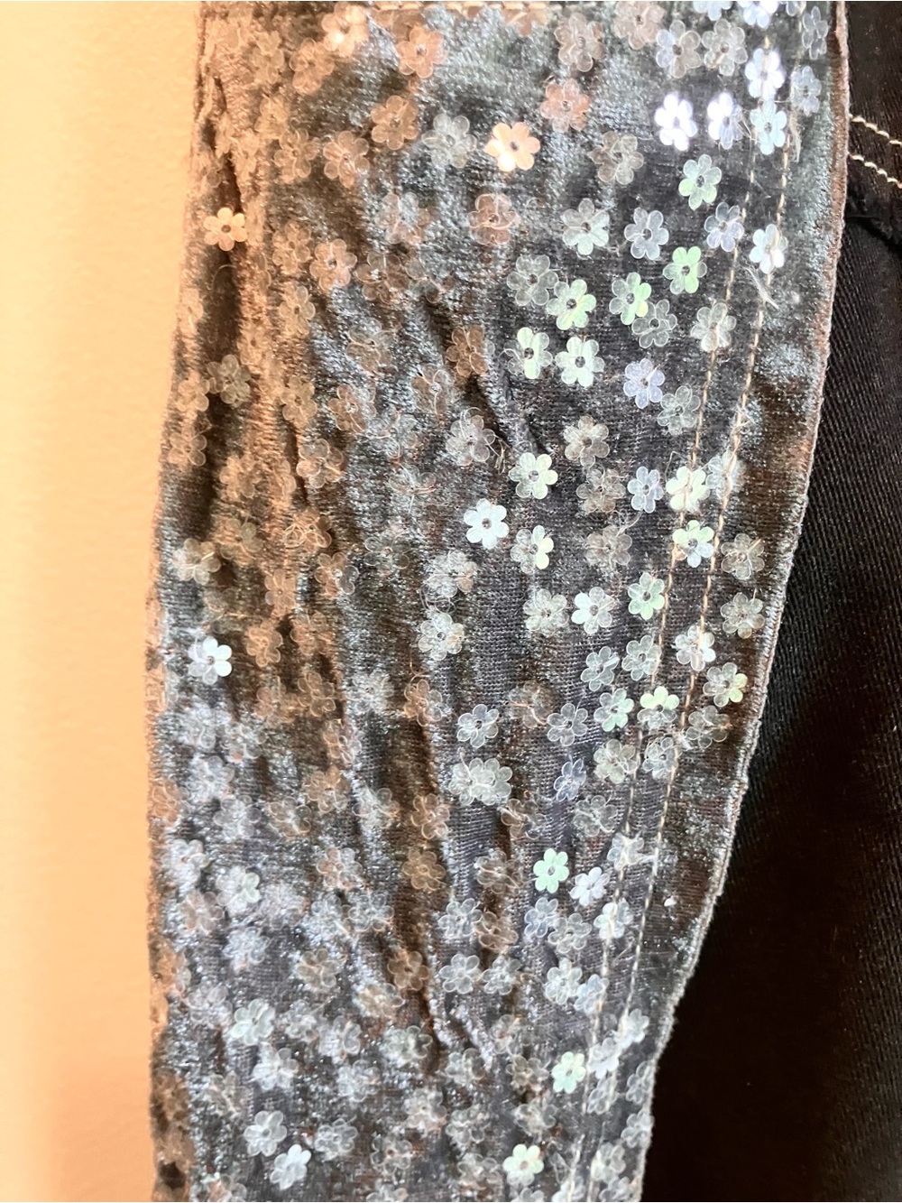 POL Floral Sequin-Panel Wide Leg Jeans - Black NWOT Size Medium - Picture 5 of 8